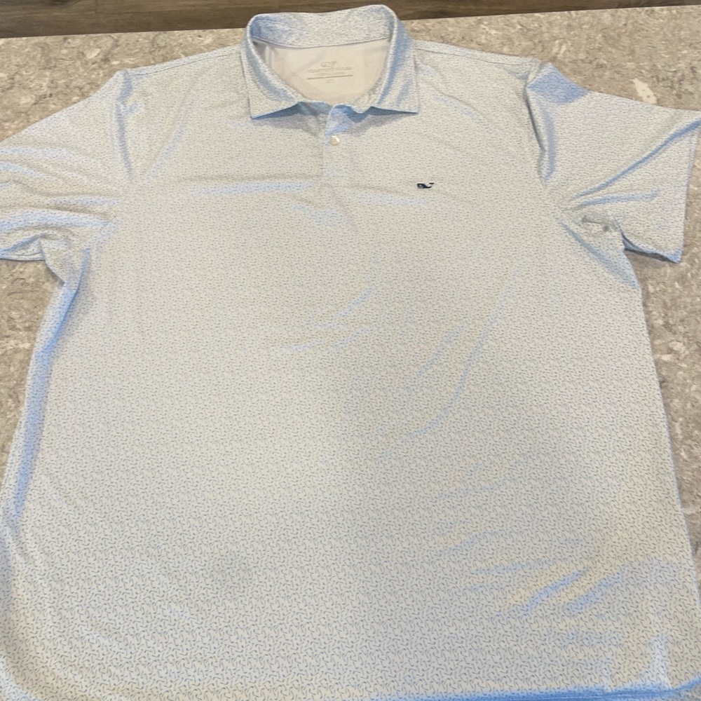 Vineyard Vines Light Blue Patterned Polo